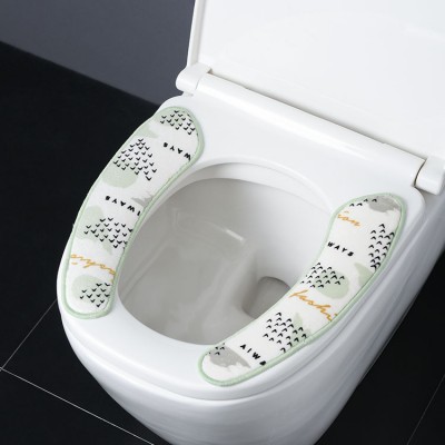 winter thick warm portable  reusable washable flannel  cover pad cushioned toilet seat